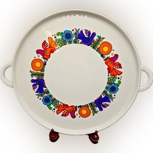 Villeroy & Boch Acapulco Serving Tray Double Handle Bright Colored Birds Flowers